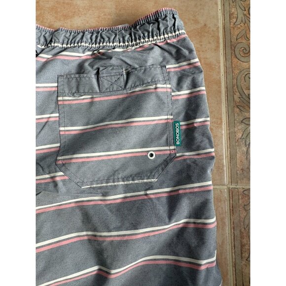 Bonobos Worn Once  Swim Trunks  Nylon Gray Striped Pink Men size L - Picture 5 of 11